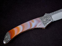 Brazilian Agate is a very hard, tough, and durable stone, a challenge to grind, shape, and polish on a knife handle Brazilian Agate is a very hard, tough, and durable stone, a challenge to grind, shape, and polish on a knife handle