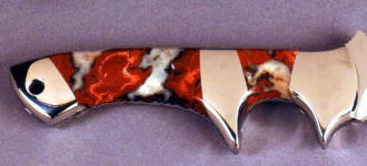 Cherry Blossom Agate gemstone handled custom knife Cherry Blossom Agate gemstone handled custom knife
