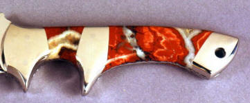 Cherry Blossom Agate on custom knife handle Cherry Blossom Agate on custom knife handle