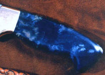Indian Green Moss Agate is hard and durable, and does not necessarily need a rear bolster on a full tang knife Indian Green Moss Agate is hard and durable, and does not necessarily need a rear bolster on a full tang knife