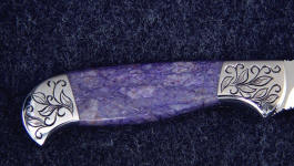 Dumortierite gemston knife handle on handmade custom knife by Jay Fisher Dumortierite gemston knife handle on handmade custom knife by Jay Fisher