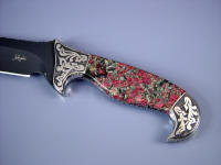 Eudialite gemstone custom knife handle Eudialite gemstone custom knife handle