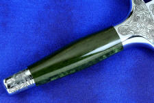 Nephrite Jade gemstone on hidden tang dagger handle Nephrite Jade gemstone on hidden tang dagger handle