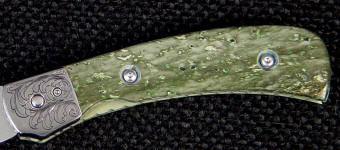 Nephrite Jade on liner lock folding knife handle Nephrite Jade on liner lock folding knife handle