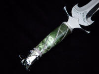 Nephrite Jade wire wrapped hidden tang dagger, athane handle Nephrite Jade wire wrapped hidden tang dagger, athane handle
