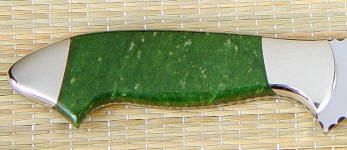 Siberian Jade gemstone custom knife handle on a skinning knife Siberian Jade gemstone custom knife handle on a skinning knife